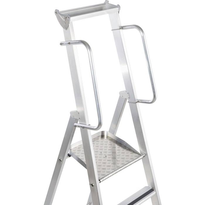 Stehleiter Meistertritt S 12Stufen L.4,28m Arbeits-H.5,1m LM gebördelt G.23,3kg-3