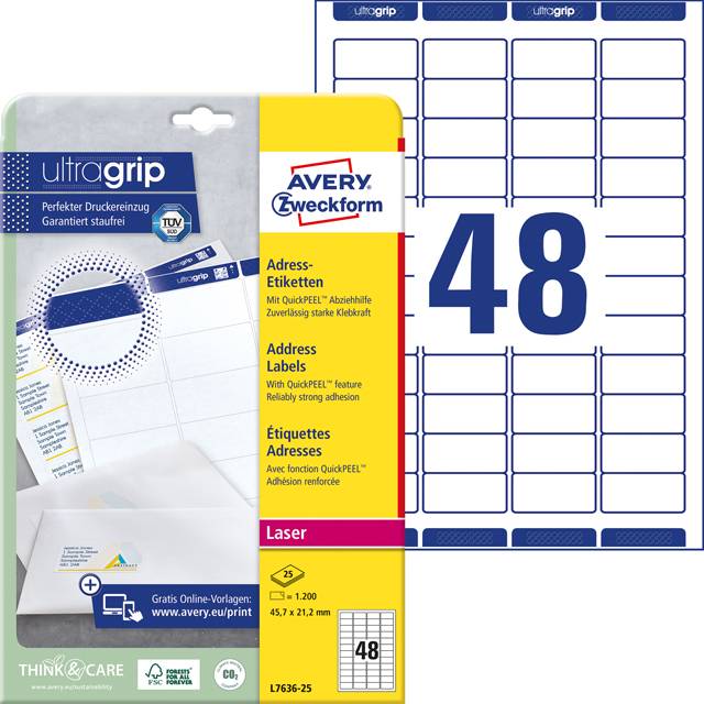 Adress-Etiketten, Avery L7636-25-0