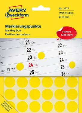 Markierungspunkte, Avery 3377