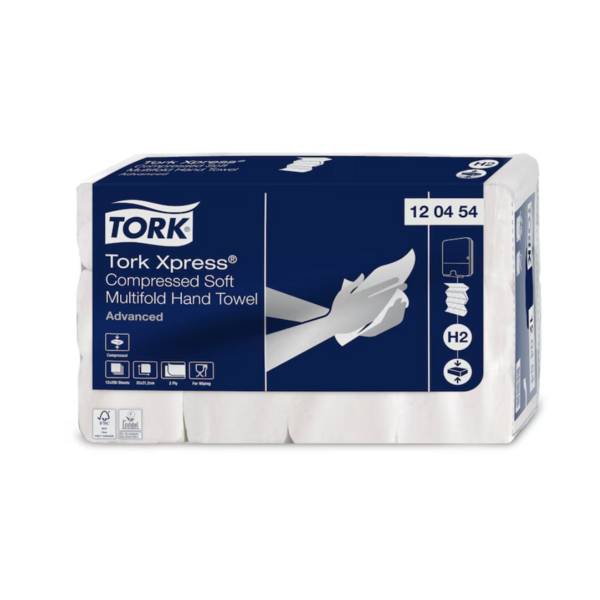 Tork Xpress® 120454 Komprimierte Weiche Multifold-Handtücher Advanced H2 2-lagig | Karton (12 Packungen)