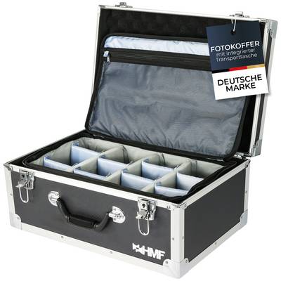 HMF Fotokoffer mit Schaumstoff, große Kameratasche mit variabler Facheinteilung, 48 x 32 x 22,5 cm, Schwarz-0