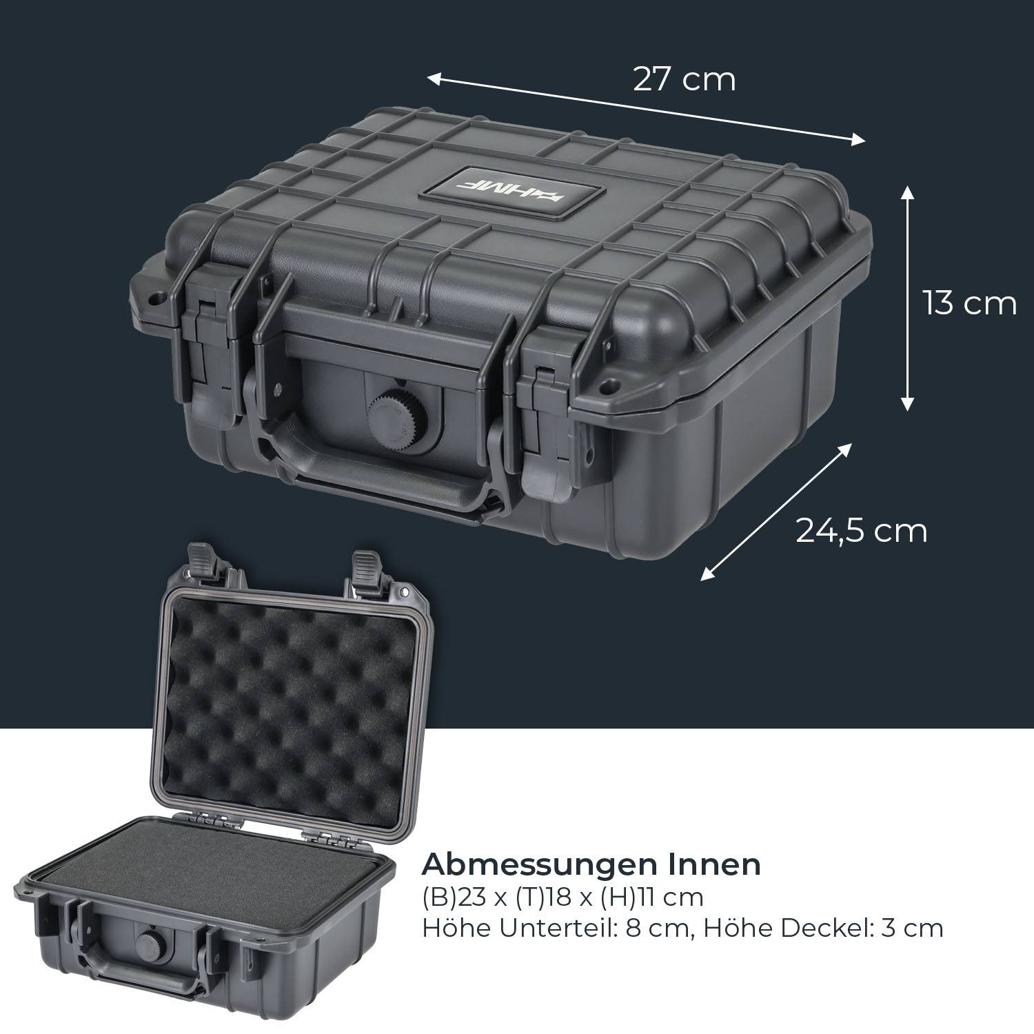 HMF ODK100 Outdoor-Fotokoffer, Transportkoffer mit Rasterschaumstoff, 27 x 24,5 x 13 cm-4