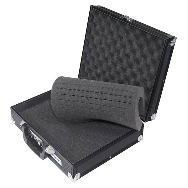 HMF 14531-02 Alu Fotokoffer, Waffenkoffer mit Rasterschaumstoff, 36,5 x 29 x 12 cm, Schwarz