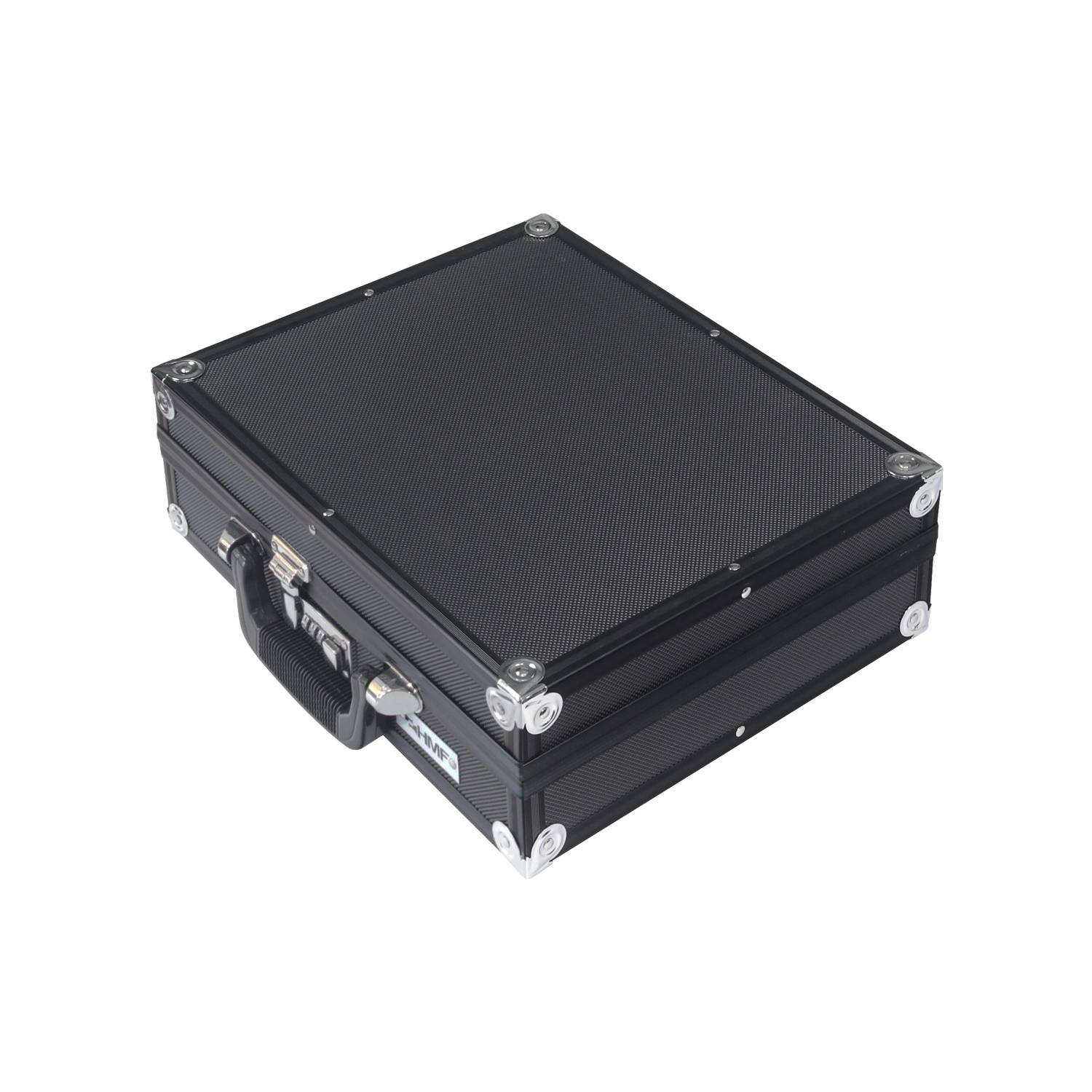 HMF 14531-02 Alu Fotokoffer, Waffenkoffer mit Rasterschaumstoff, 36,5 x 29 x 12 cm, Schwarz-2