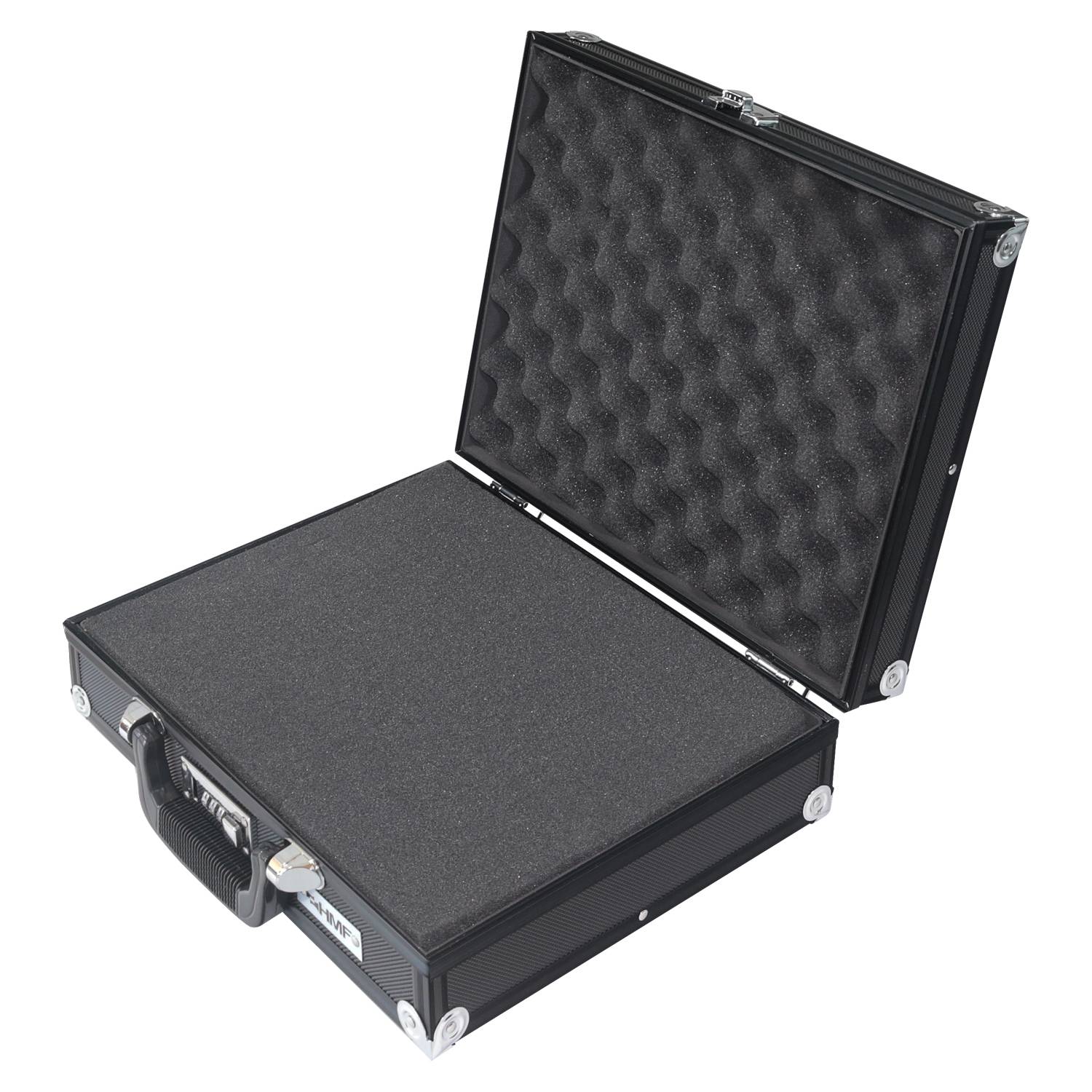 HMF 14531-02 Alu Fotokoffer, Waffenkoffer mit Rasterschaumstoff, 36,5 x 29 x 12 cm, Schwarz-3