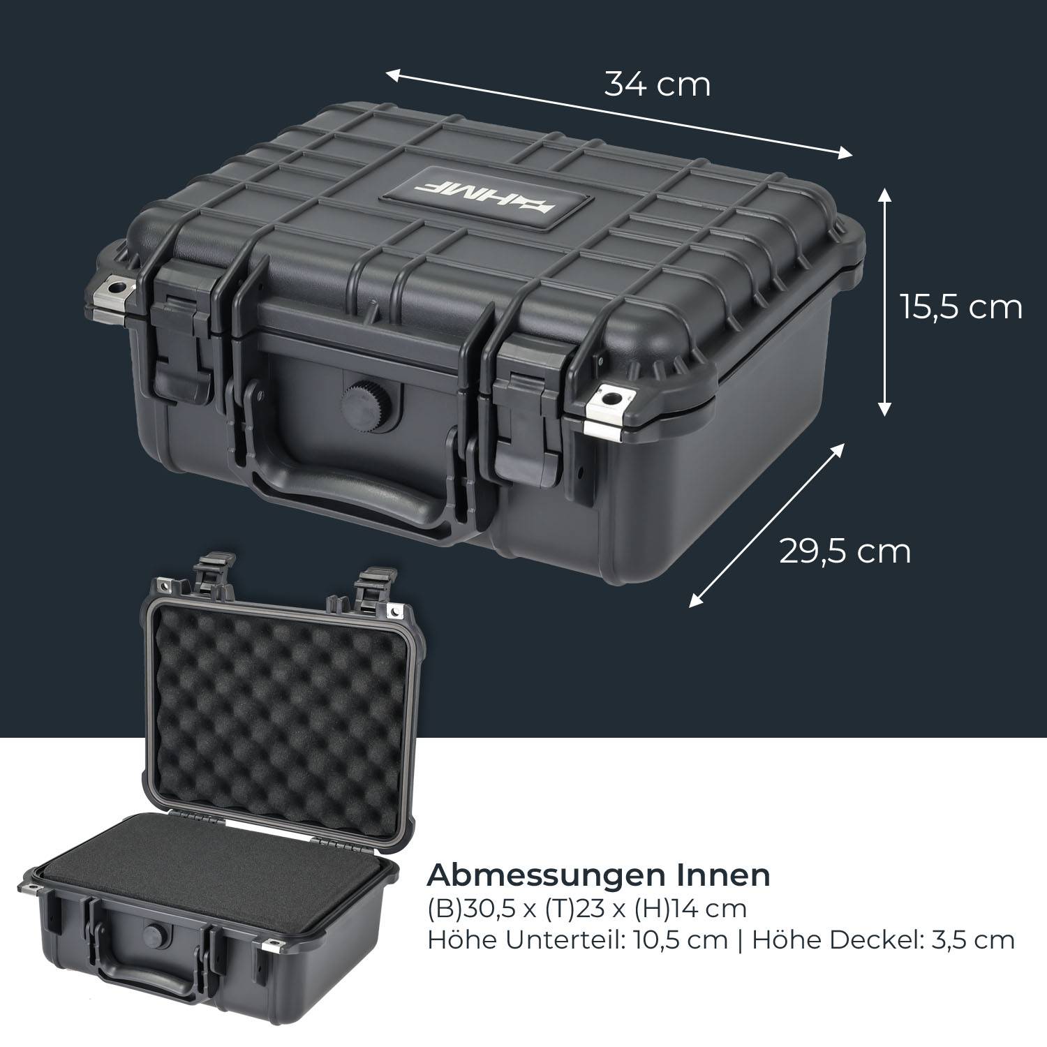 HMF ODK100 Outdoor-Fotokoffer, Transportkoffer mit Rasterschaumstoff, 34 x 29,5 x 15,5 cm-4