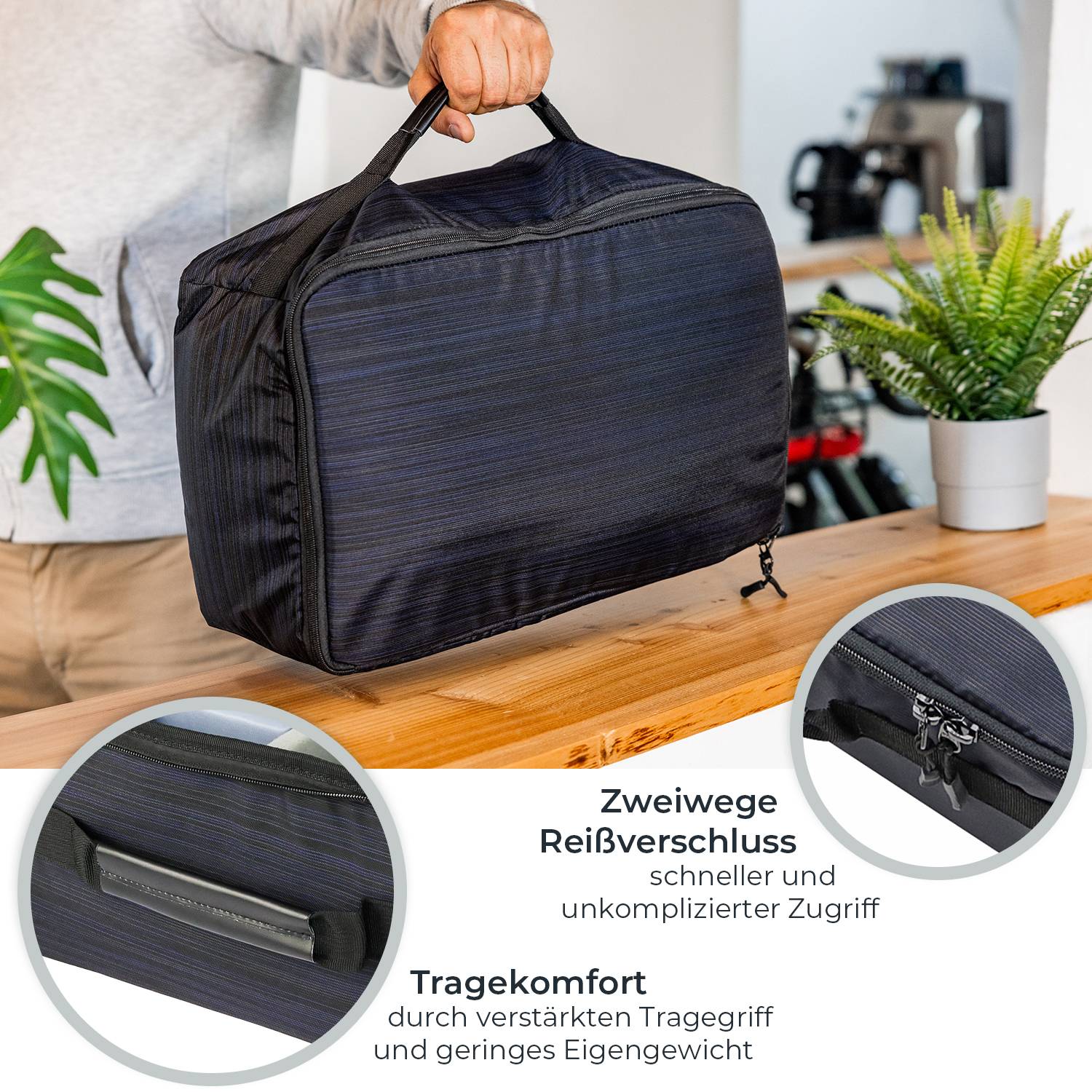 HMF Kameratasche groß, gepolsterte Fototasche mit variabler Facheinteilung, 44 x 28 x 18 cm, Schwarz-3