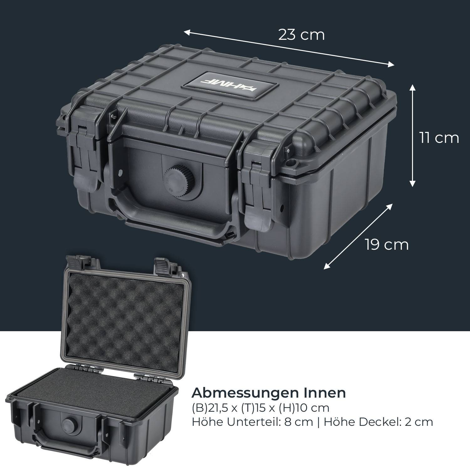 HMF ODK100 Outdoor-Fotokoffer, Transportkoffer mit Rasterschaumstoff, 23 x 19 x 11 cm-4
