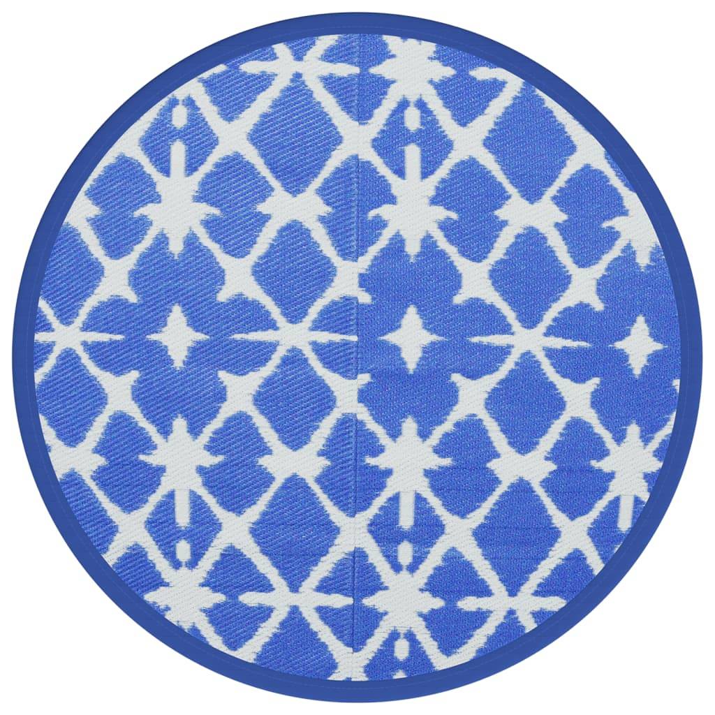 vidaXL Outdoor-Teppich ARAKIL Blau und Weiß Ø200 cm PP