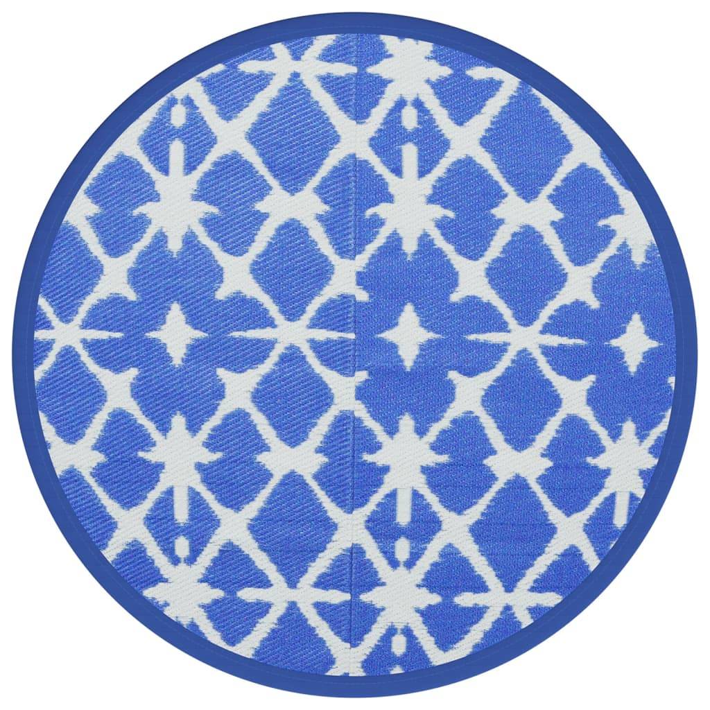 vidaXL Outdoor-Teppich ARAKIL Blau und Weiß Ø120 cm PP