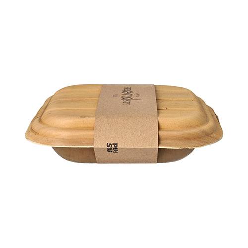 10 Trays, Palmblatt "pure" eckig 500 ml 6,5 cm x 20 cm x 20 cm mit Deckel und Banderole-1