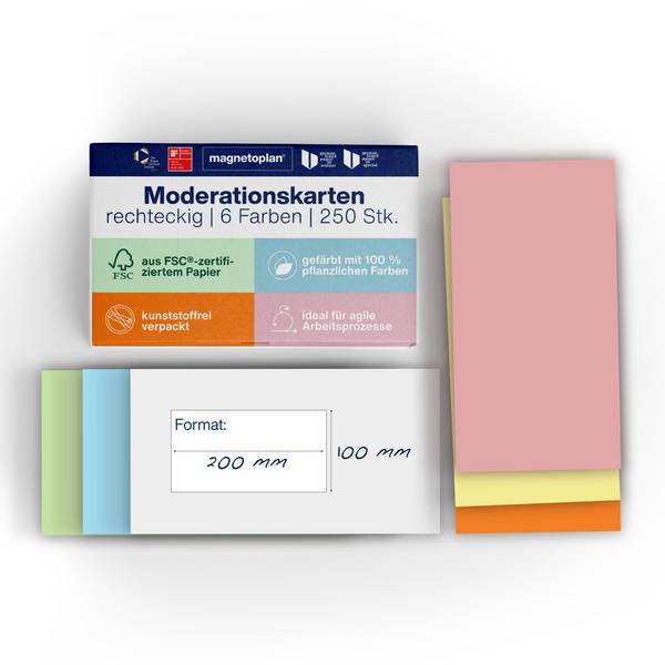 Magnetoplan Moderationskarten Sortiert Pastel 200x100mm 250St