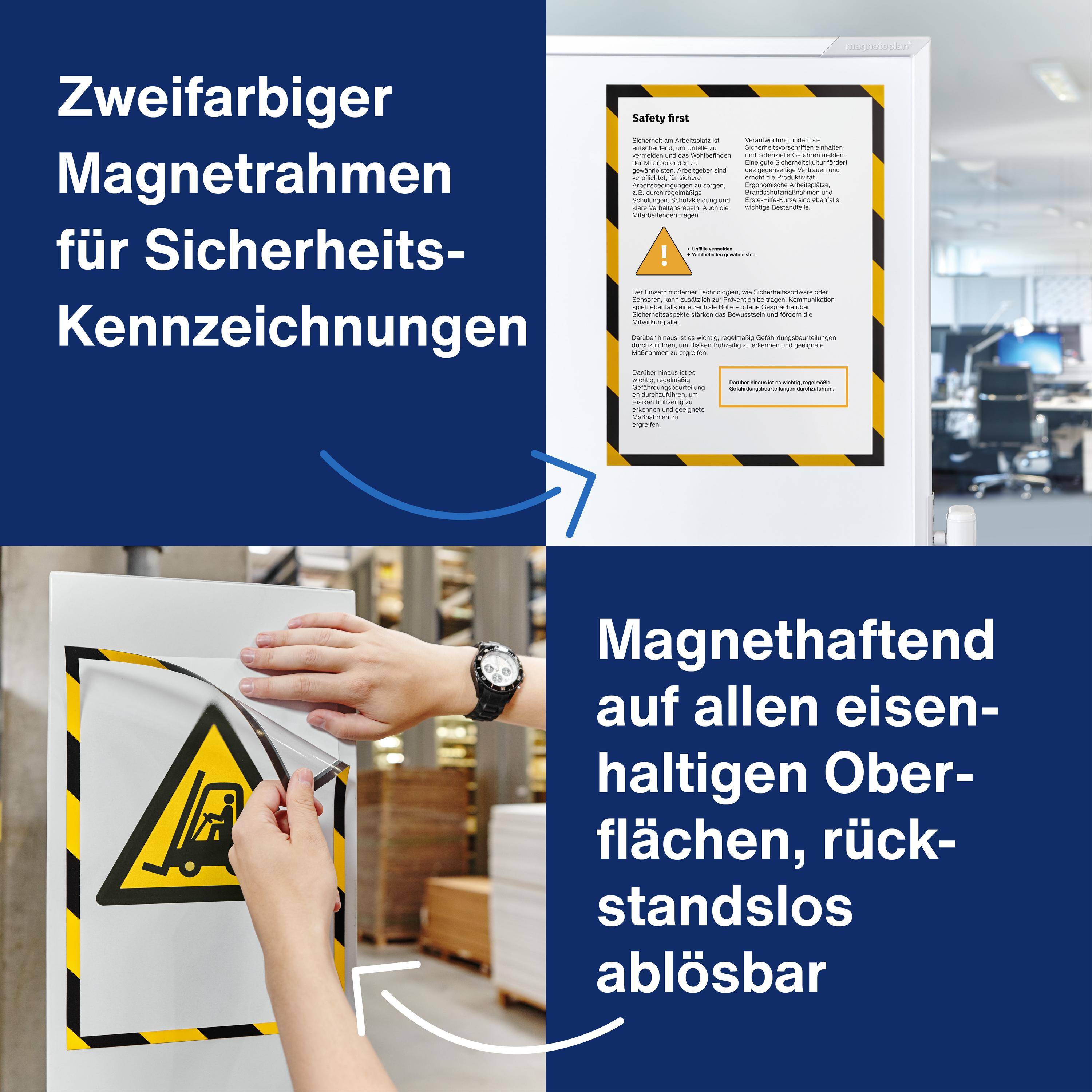 magnetoplan Magnetrahmen magnetofix SAFETY, A3, gelb/schwarz (70002152)-1