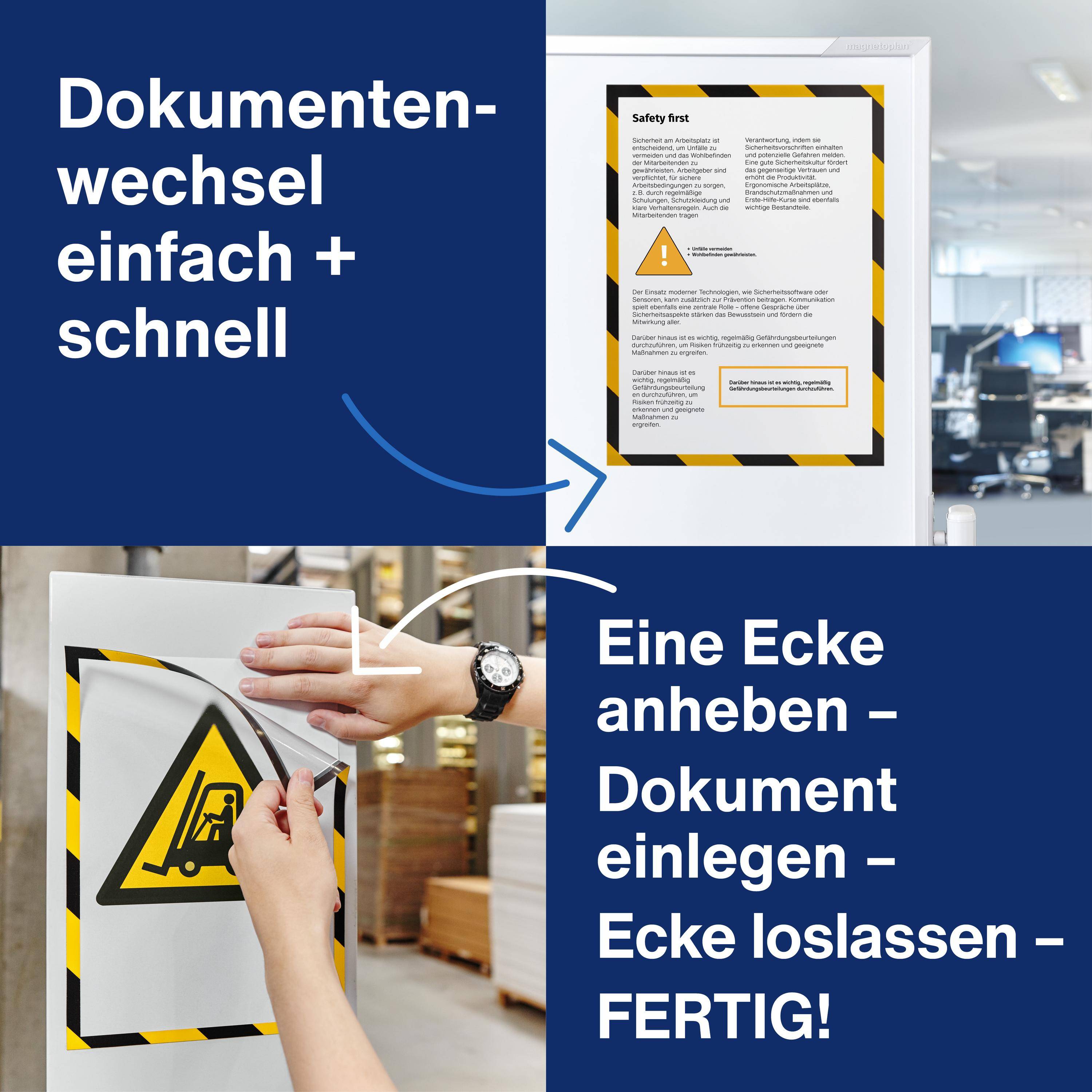 magnetoplan Magnetrahmen magnetofix SAFETY, A3, gelb/schwarz (70002152)-2