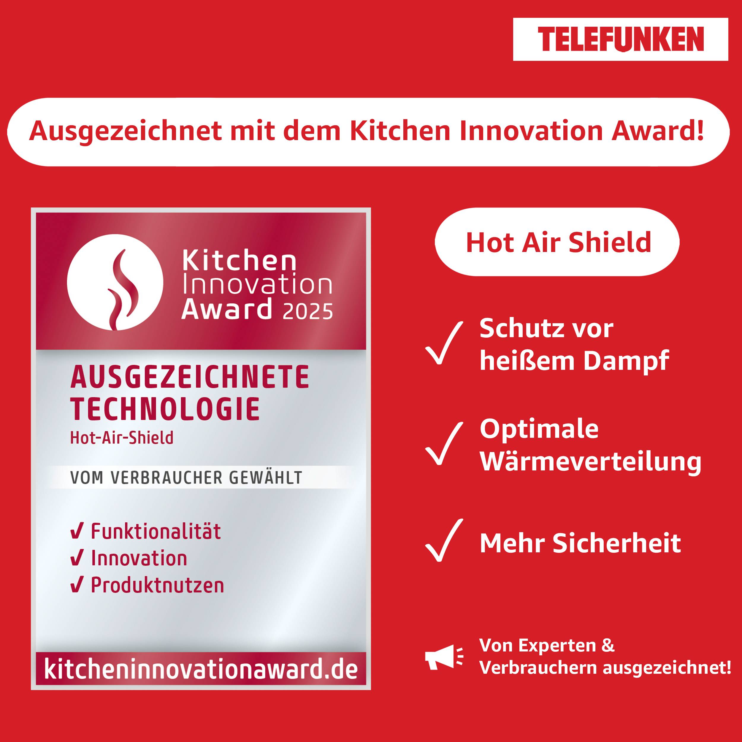 Telefunken ECHS65A-B2 Einbauherd-Set | Elektro-Herd-Kochfeld-Kombi | Backofen & Glaskeramik-Kochfeld | Hot Air Shield-2