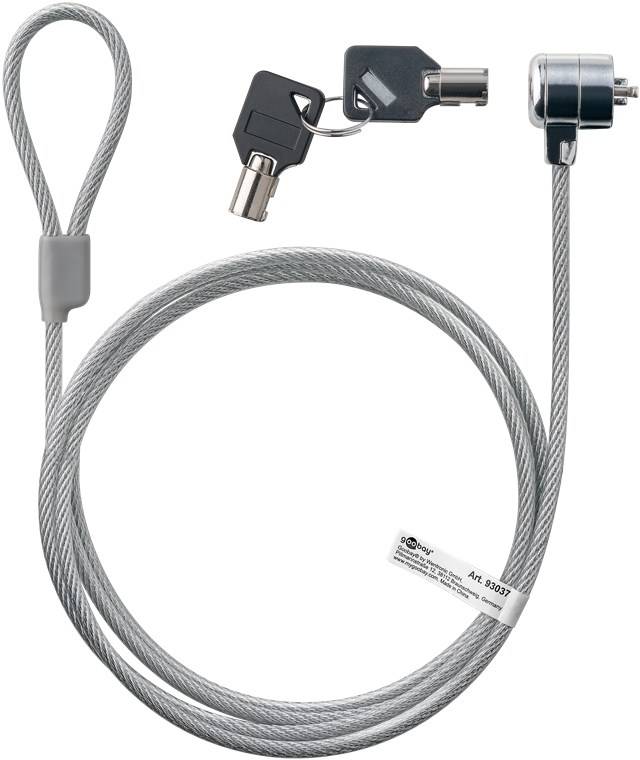 Goobay 93037 Notebook Sicherheitsschloss mit Schlüssel, Laptopschloss passend für 3x7mm, 1,5m Stahlkabel-0
