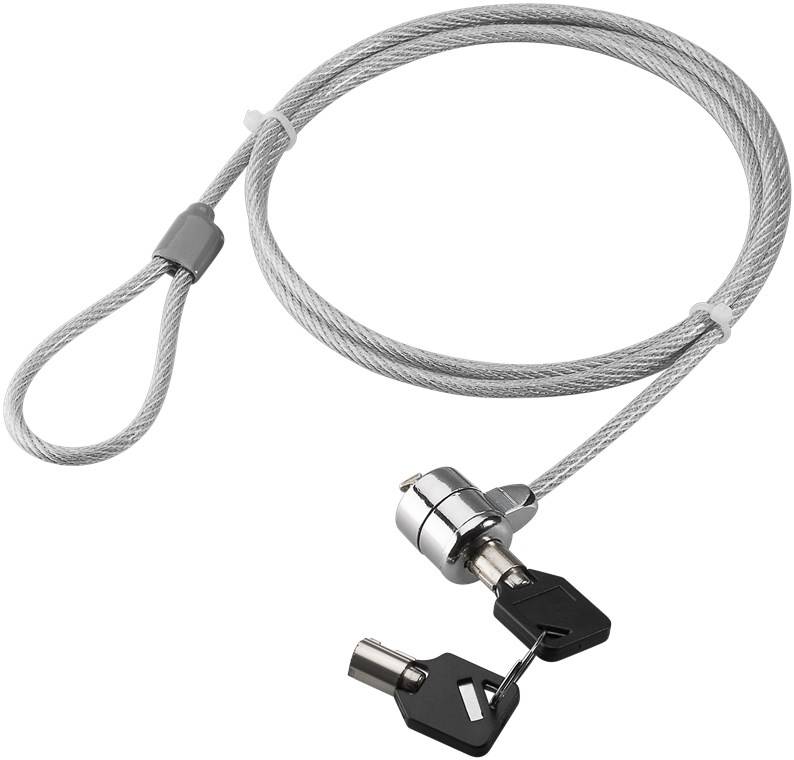 Goobay 93037 Notebook Sicherheitsschloss mit Schlüssel, Laptopschloss passend für 3x7mm, 1,5m Stahlkabel-3
