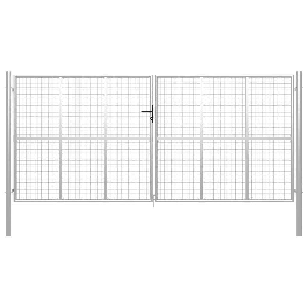 vidaXL Gartentor verzinkter Stahl 400 x 200 cm Silber-0