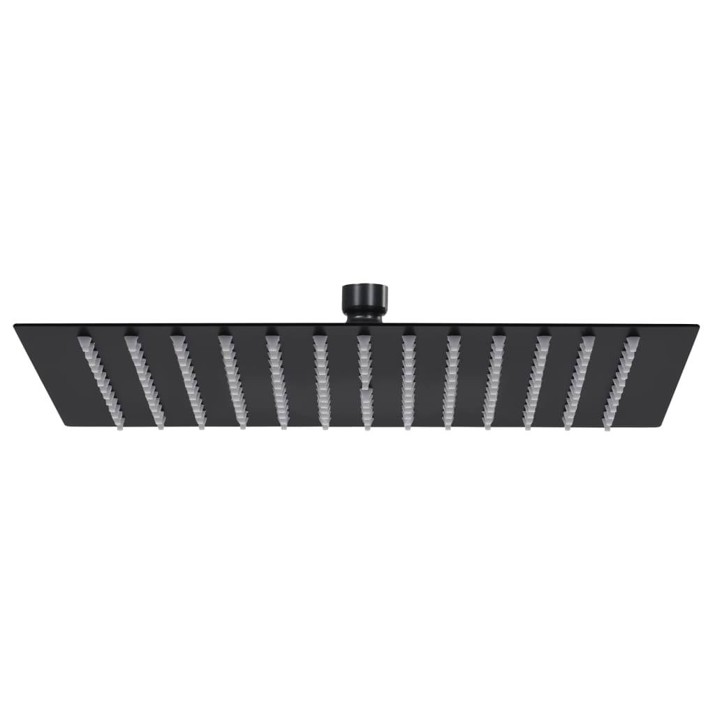 vidaXL Regenbrause Edelstahl 30x30 cm Quadrat Schwarz-0