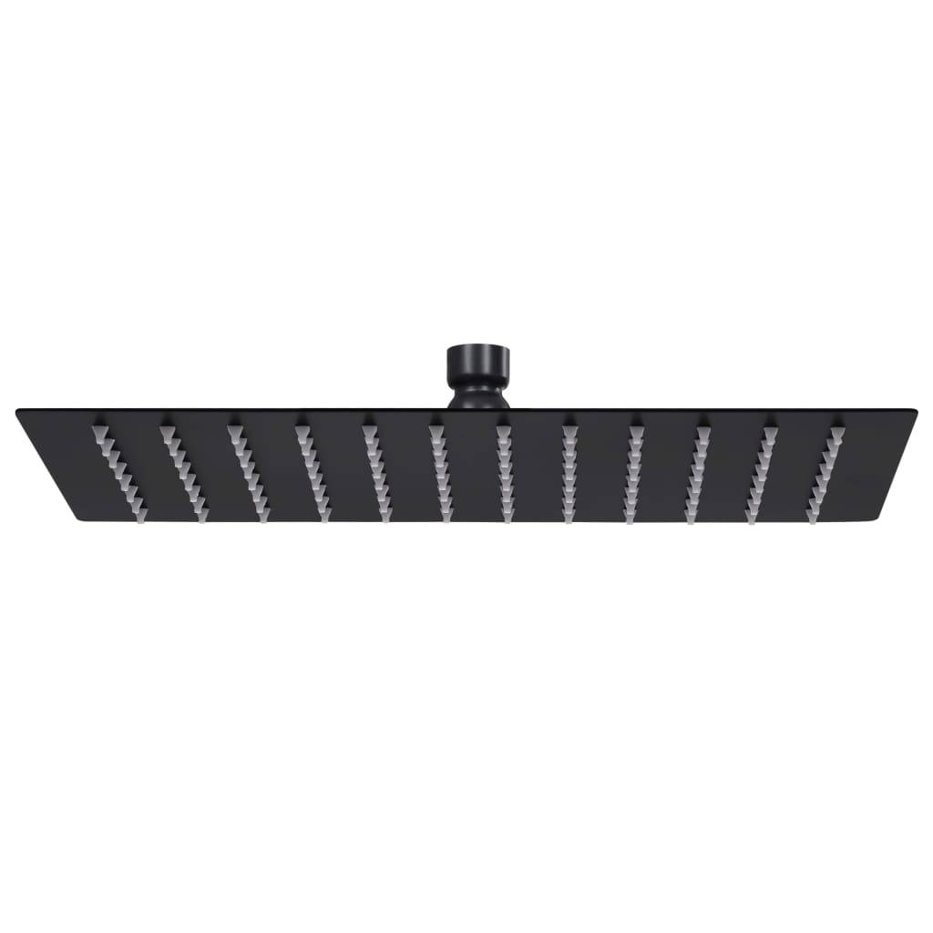 vidaXL Regenbrause Edelstahl 30x20 cm Rechteckig Schwarz-0