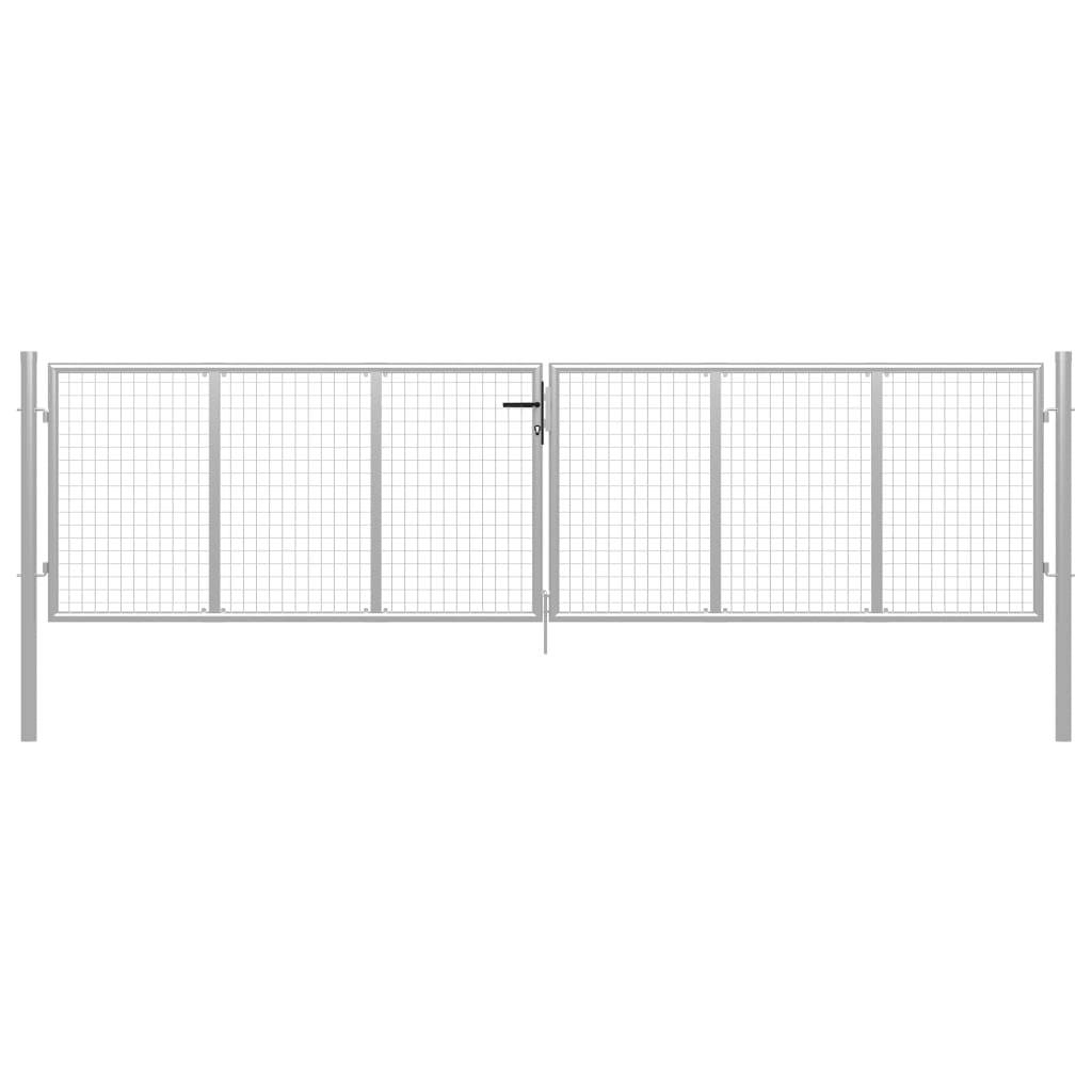 vidaXL Gartentor verzinkter Stahl 400 x 100 cm Silber-0