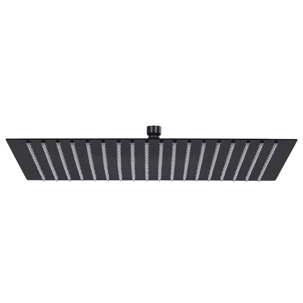 vidaXL Regenbrause Edelstahl 50x50 cm Quadrat Schwarz-0