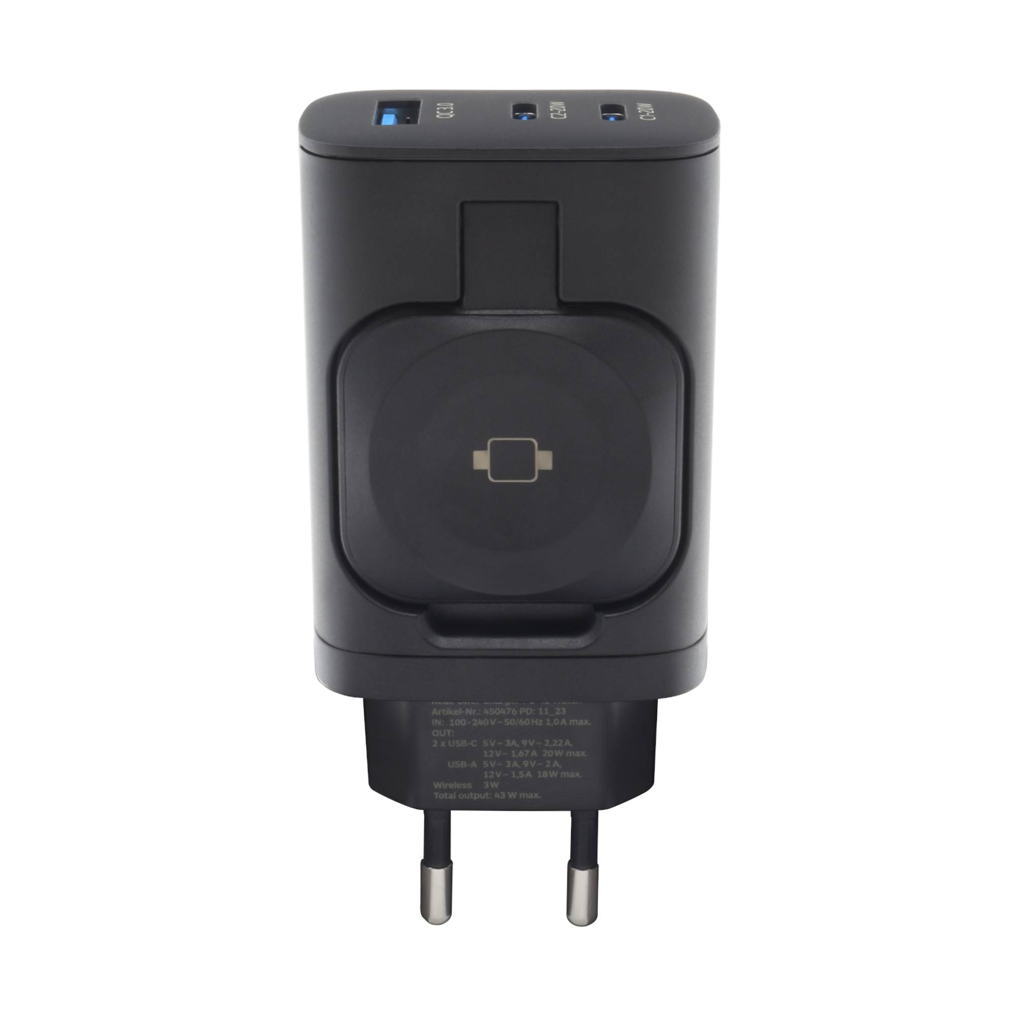 RealPower 450476, Drinnen, AC, Kabelloses Aufladen, Schwarz-1