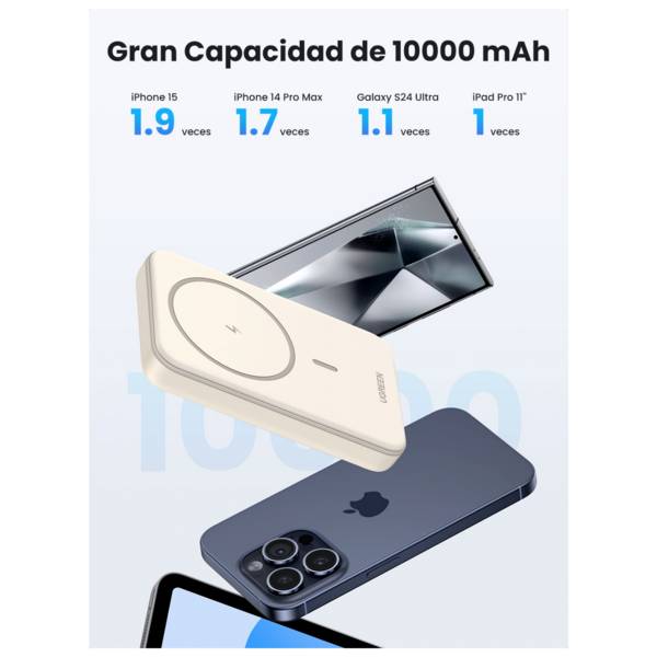Ugreen Induktive Power Bank - magnetisch - 10000 mAh - 37 Wh - 20 Watt - 3 A - PD 3.0, PD 2.0, QC