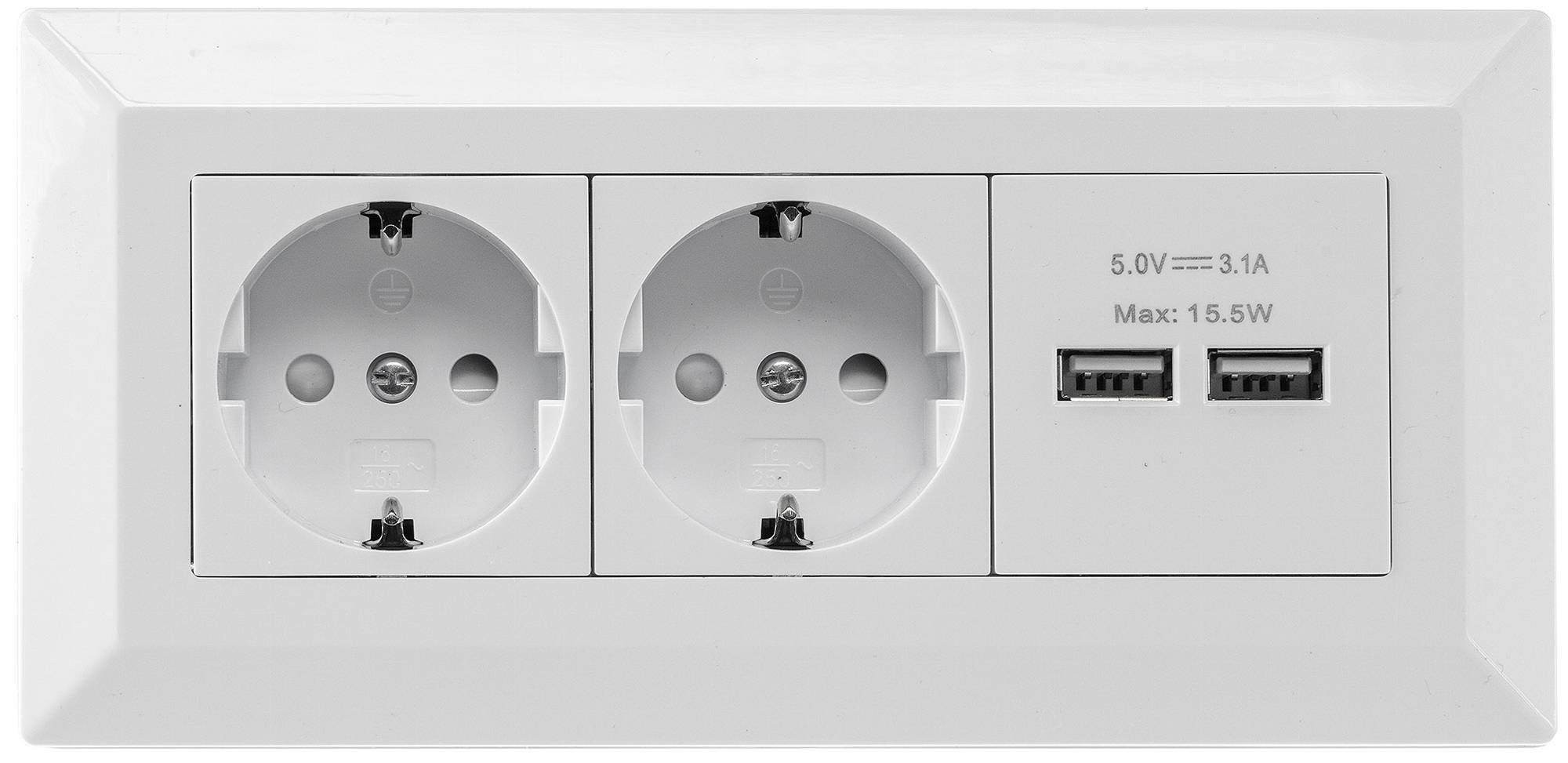 Steckdosenblock 2-fach+2xUSB 8712105 Farbe weiß Ausführung Steckdosenblock Zuleitung ohne Steckdose 2-fach Schutzklasse-1