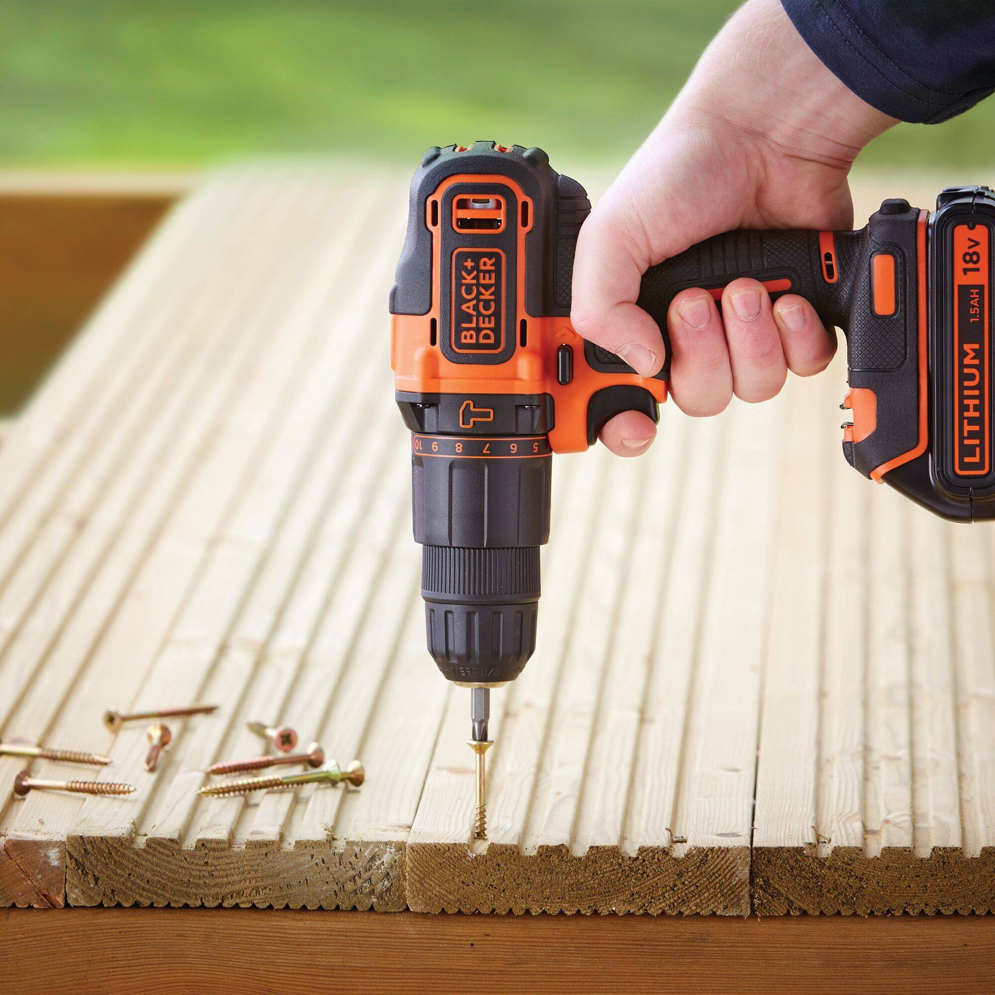 Black & Decker BDCHD18K-QW, Handbohrmaschine, Ohne Schlüssel, Schwarz, Orange, 1 cm, 1400 RPM, 2,5 cm-2