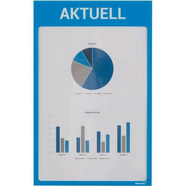 Infotaschen mit Überschrift -Aktuell- magnetisch für DIN A4 352x225mm VE=5 Stück blau-1