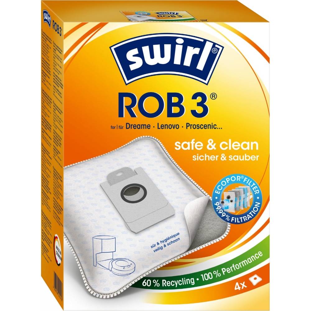 Swirl Staubsaugerbeutel ROB 3 EcoPor für Dreame, Eufy, Lenovo | 4 Stück | EcoPor Filter | Made in Germany-0