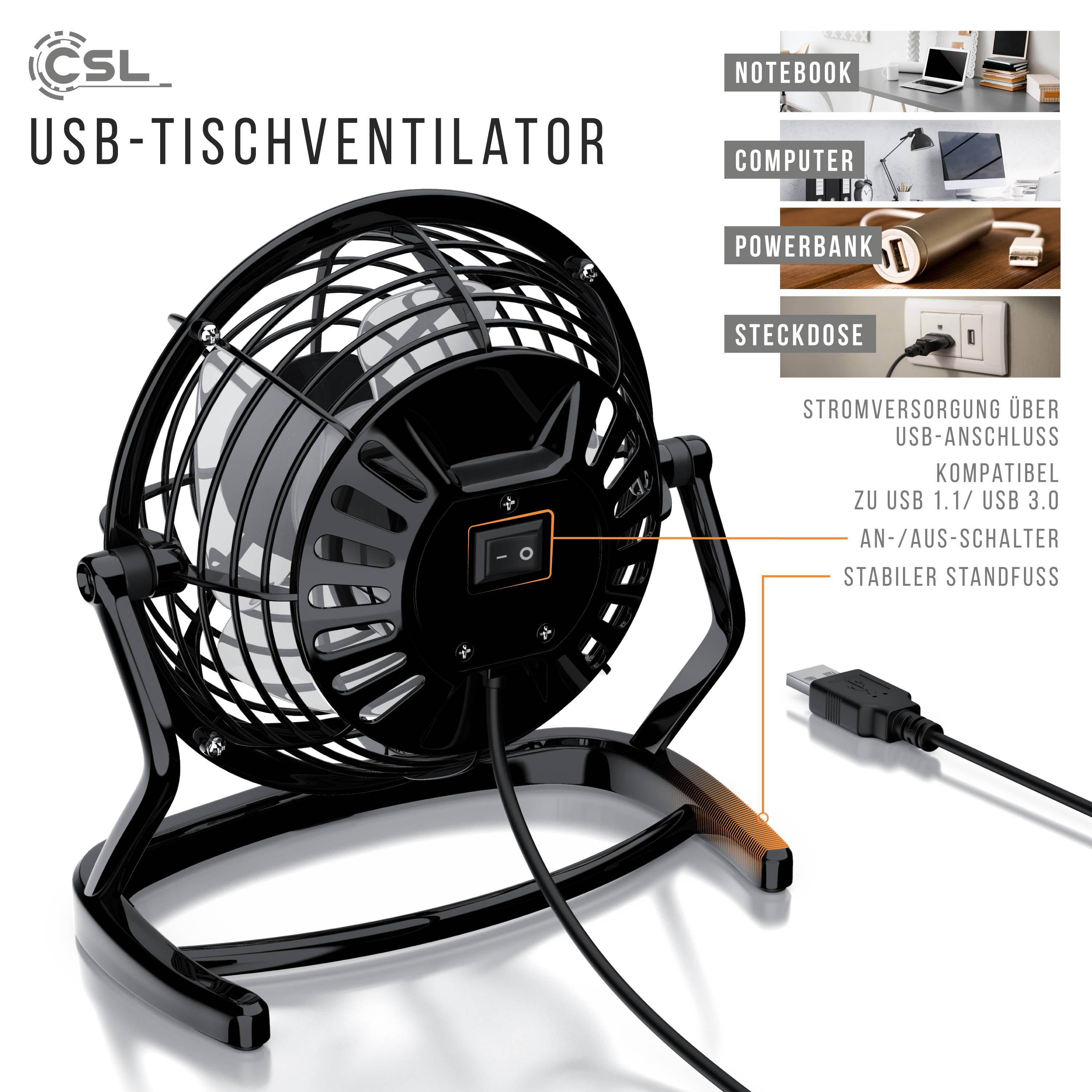 CSL Mini USB-Ventilator Tischventilator, stromsparend, ruhiger Lauf, 360° neigbar-2