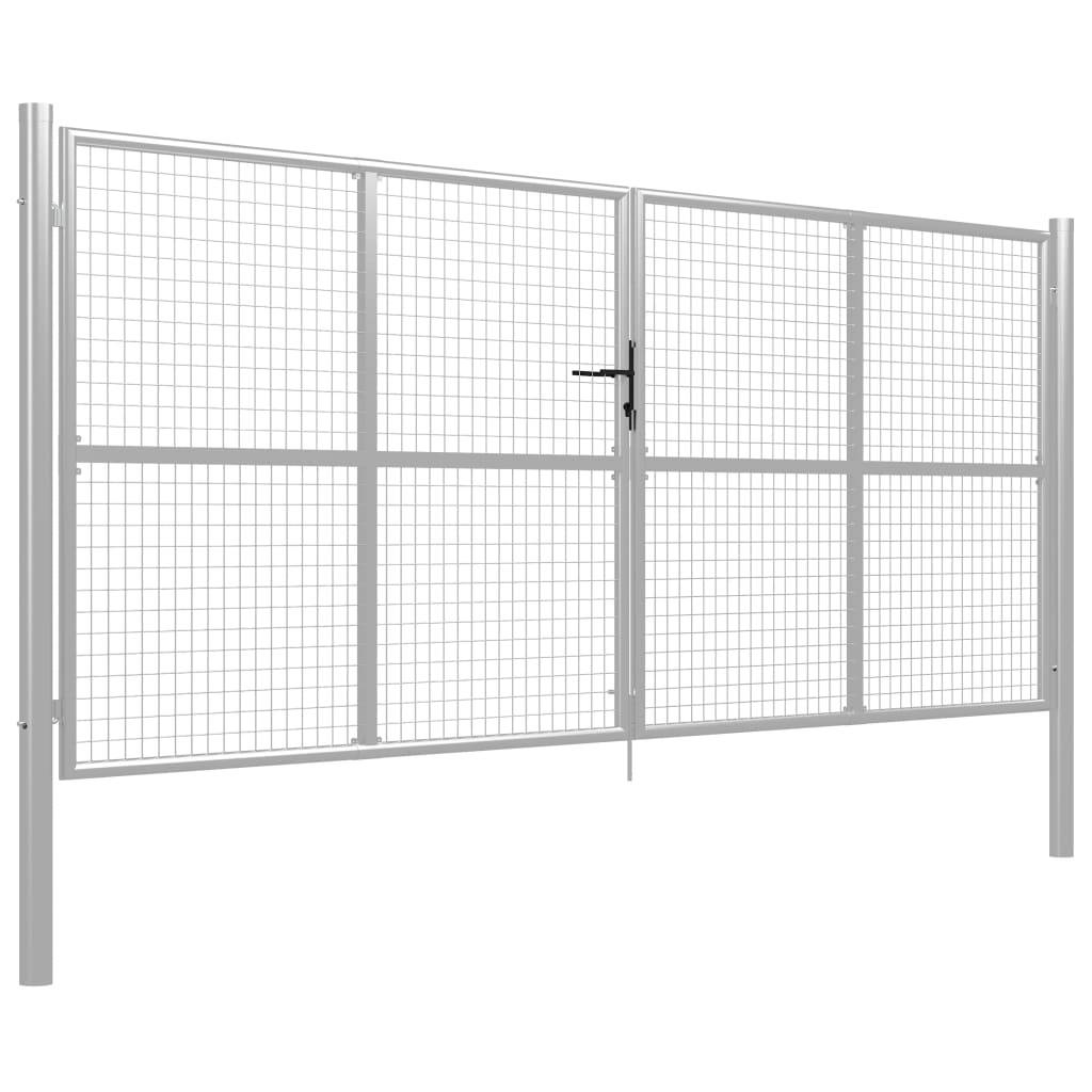 Gartentor Verzinkter Stahl 415 x 200 cm Silbern-1