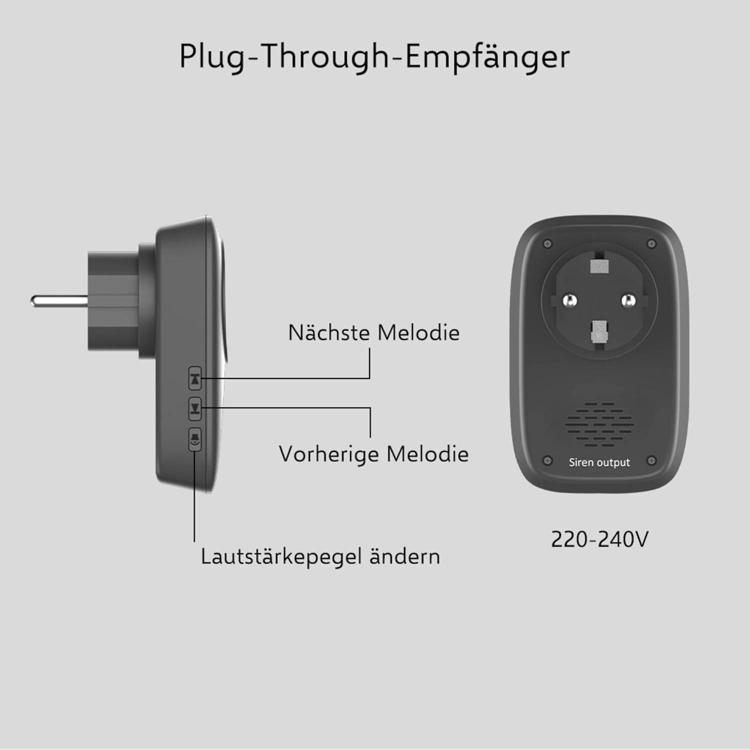 ELRO DB4000 Funk-Kinetik-Türklingel-Set - mit Steckempfänger mit Steckdose - ohne Batterien-4