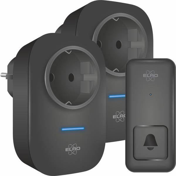 ELRO DB4000 Funk-Türklingel-Set - mit 2x Steckdosen-Empfänger mit Steckdose - ohne Batterien