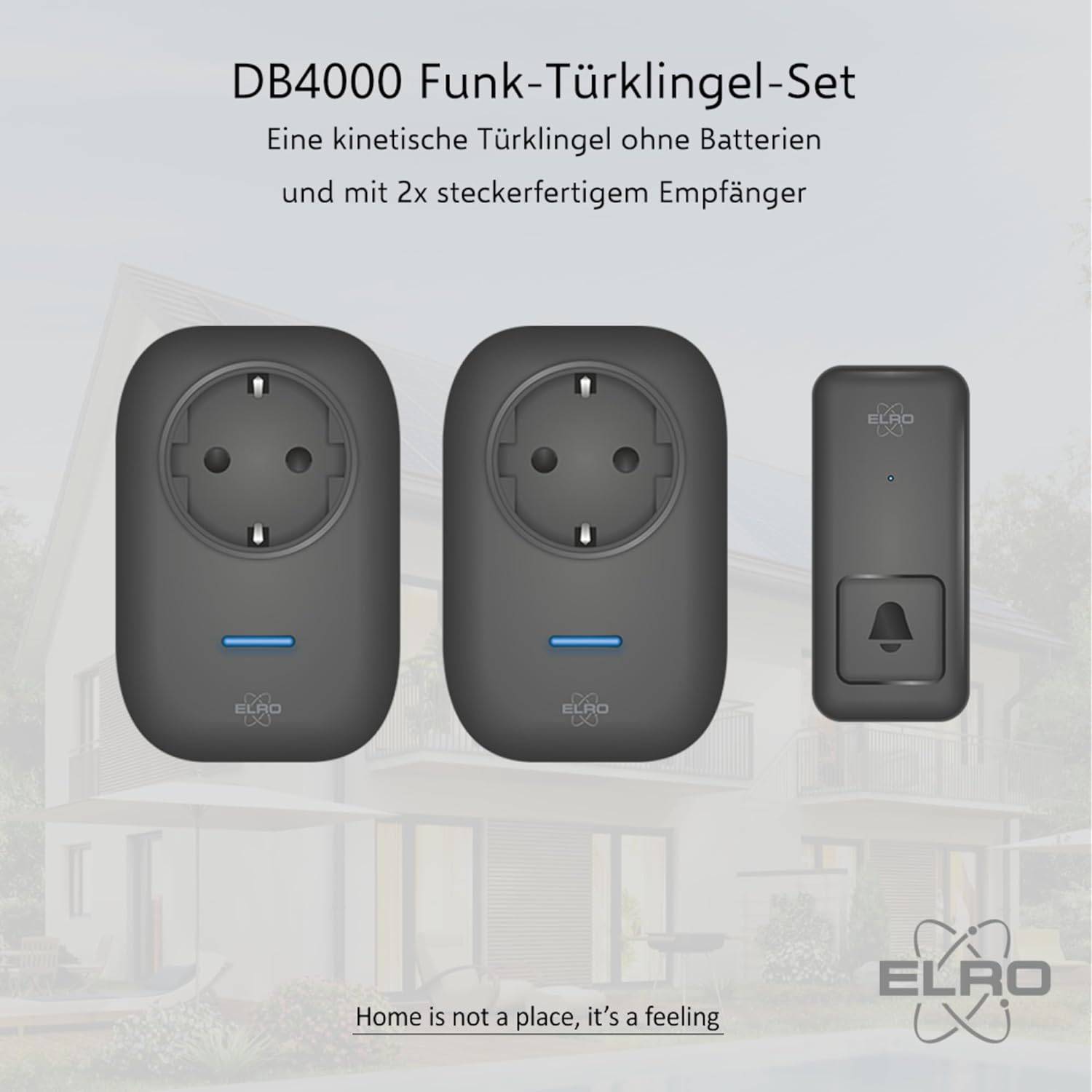 ELRO DB4000 Funk-Türklingel-Set - mit 2x Steckdosen-Empfänger mit Steckdose - ohne Batterien-1