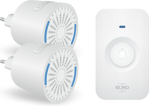 ELRO DB2000 Funk-Türklingel-Set - mit 2 kompakten Steckempfängern - Reichweite 200 Meter - IP65 wasserdicht