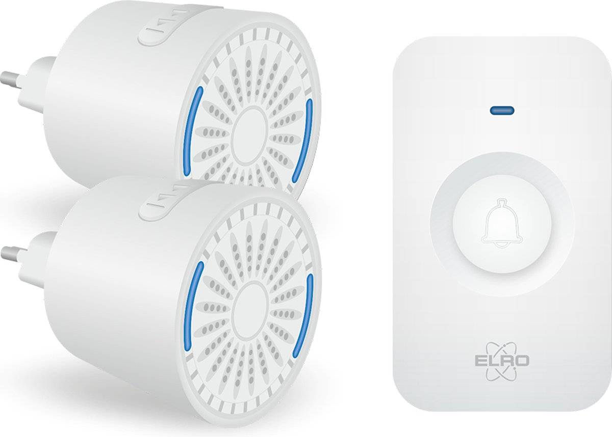 ELRO DB2000 Funk-Türklingel-Set - mit 2 kompakten Steckempfängern - Reichweite 200 Meter - IP65 wasserdicht-0