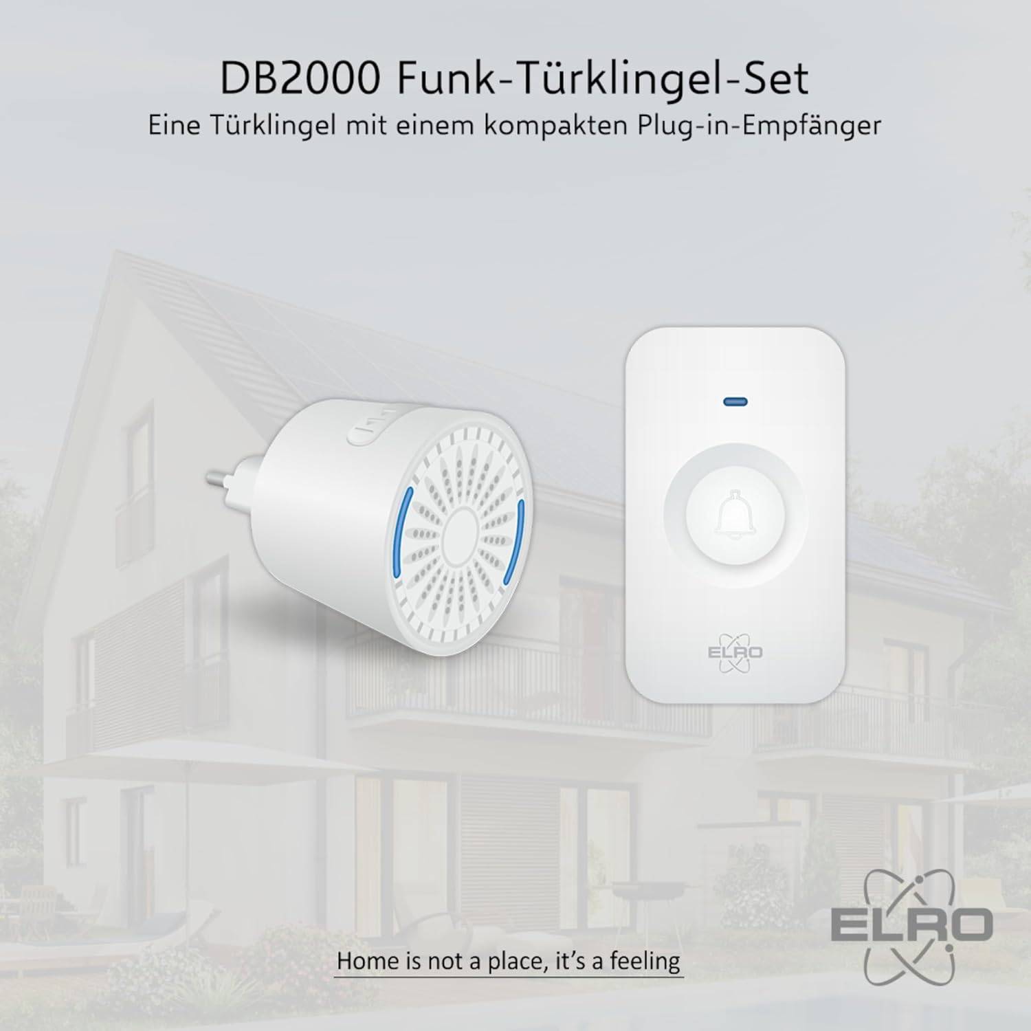 ELRO DB2000 Funk-Türklingel-Set - mit 2 kompakten Steckempfängern - Reichweite 200 Meter - IP65 wasserdicht-1
