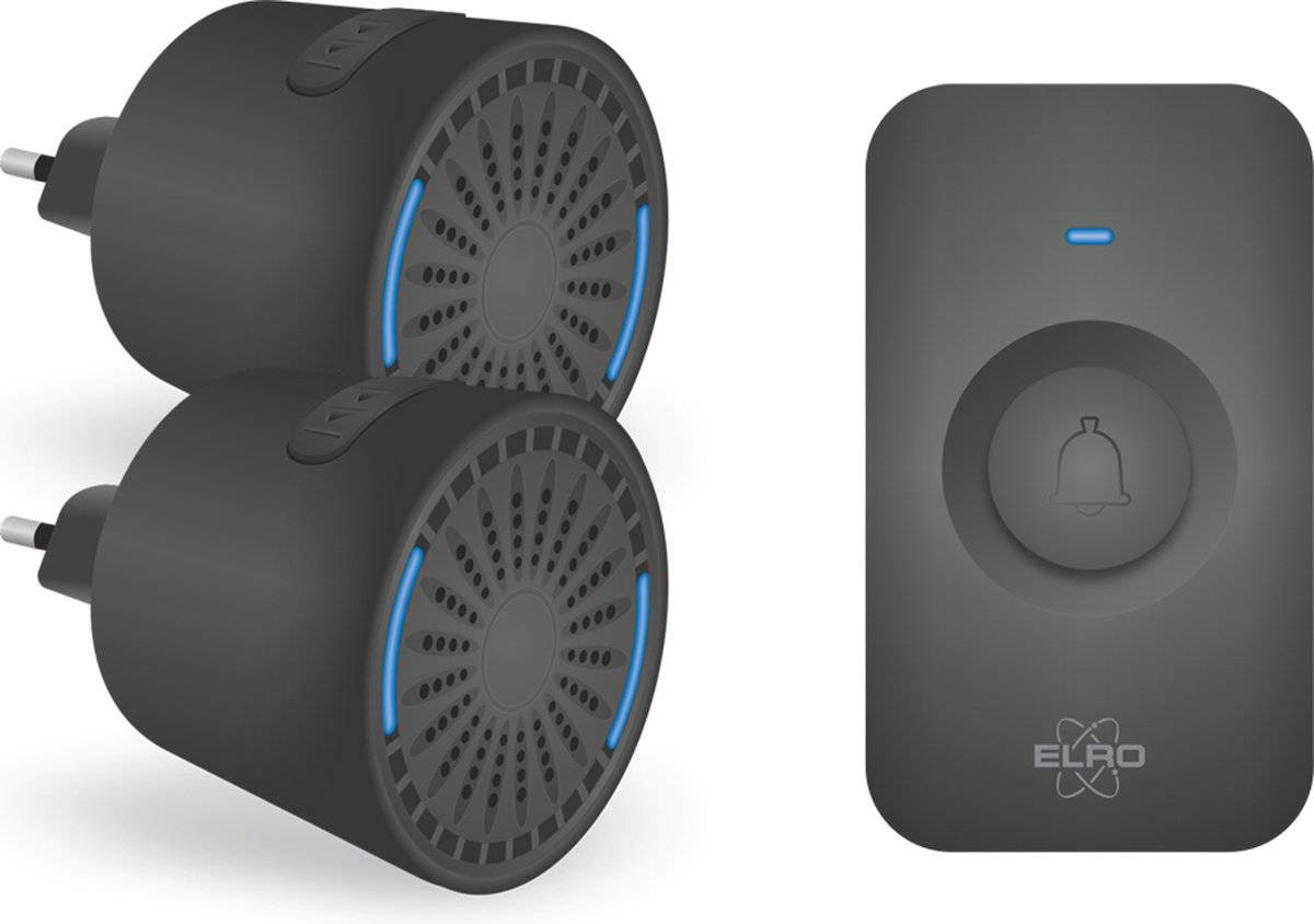ELRO DB2000 Funk-Türklingel-Set - mit 2 kompakten Steck-Empfängern - Reichweite 200 Meter - IP65 wasserdicht-0