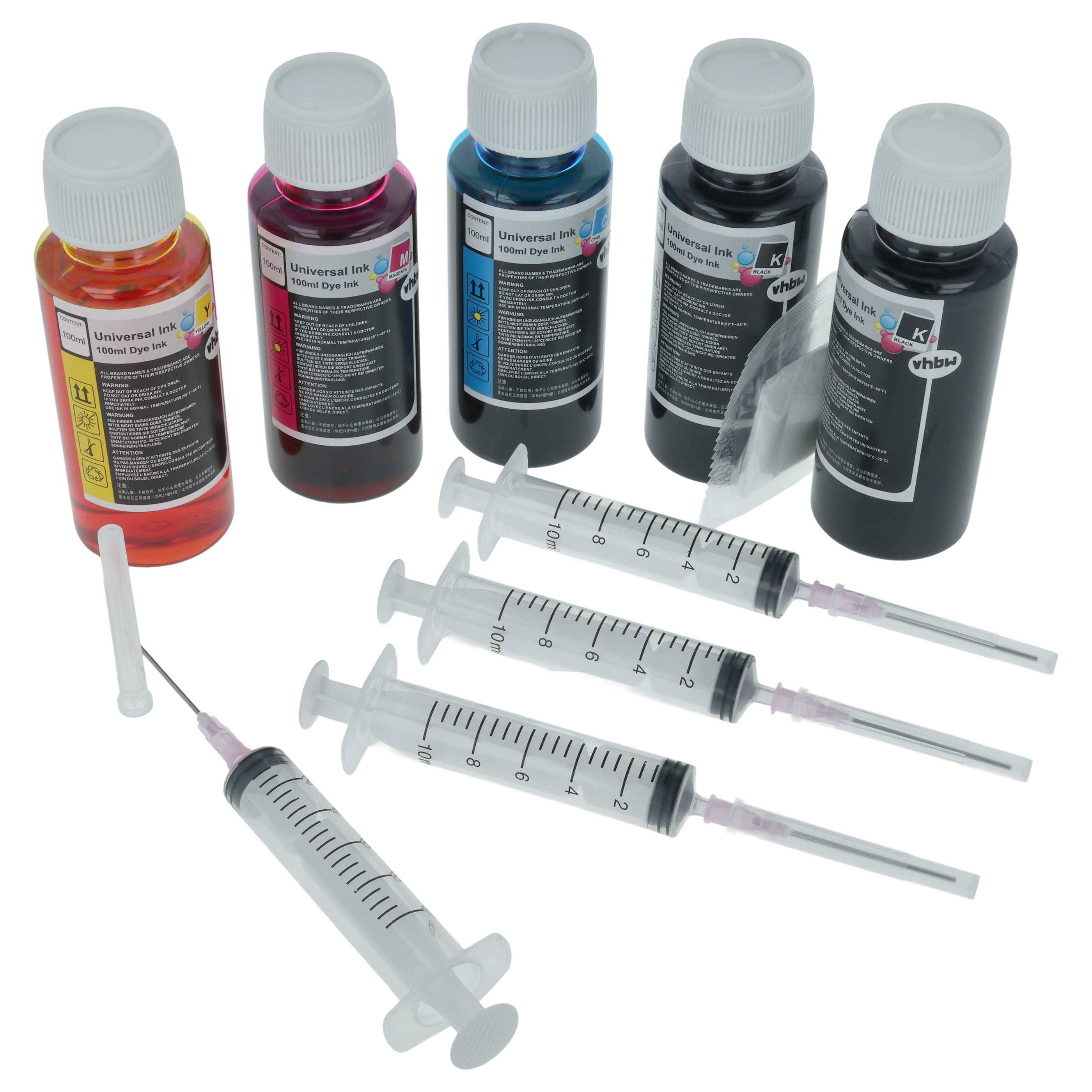 vhbw 5x Nachfülltinte kompatibel mit Brother Drucker | Refillset Dye Cyan, Dye Magenta, Dye Schwarz, Dye Yellow, 100ml-0