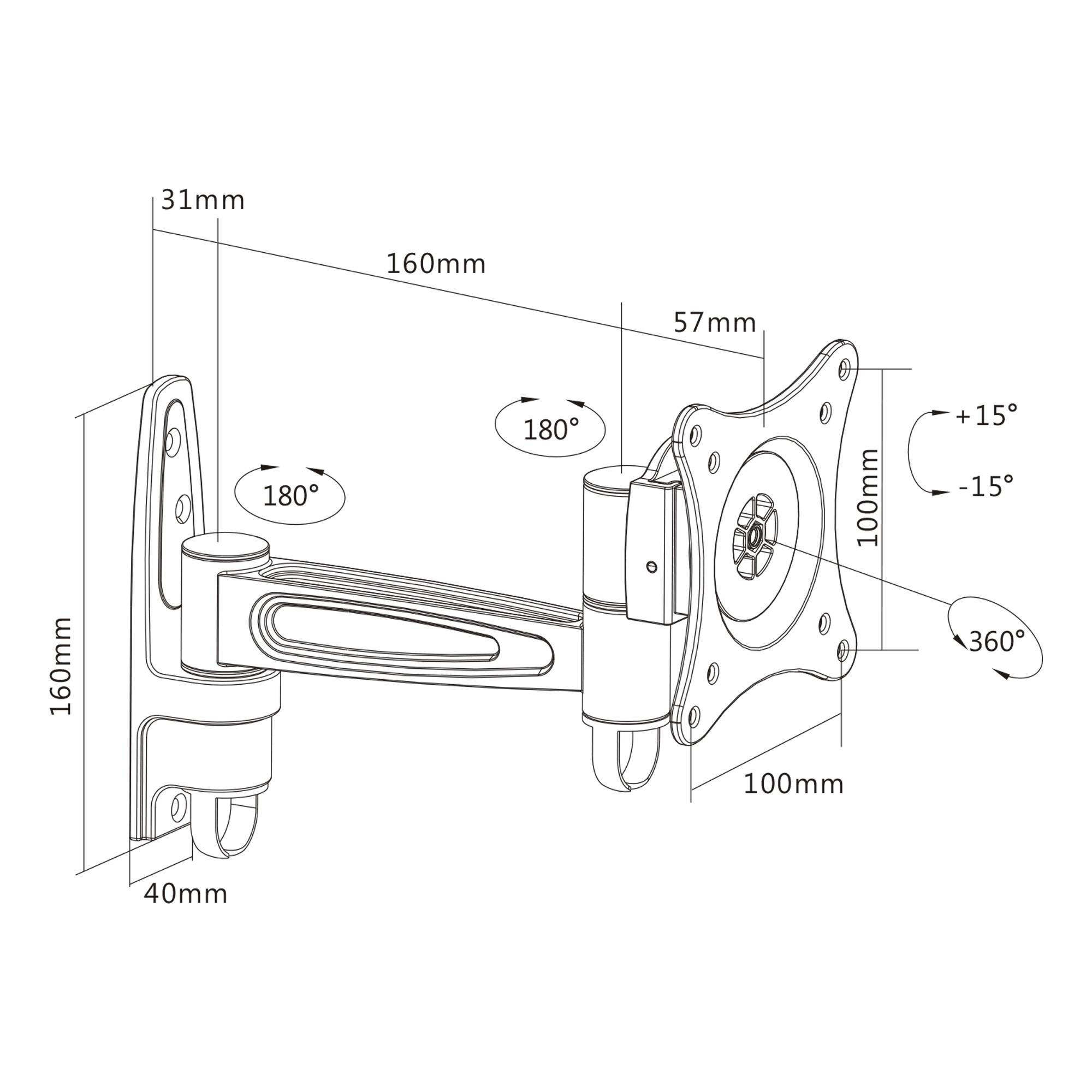 InLine® Wandhalterung, für Monitore bis 69cm (27"), max. 15kg, einteiliger Arm-3