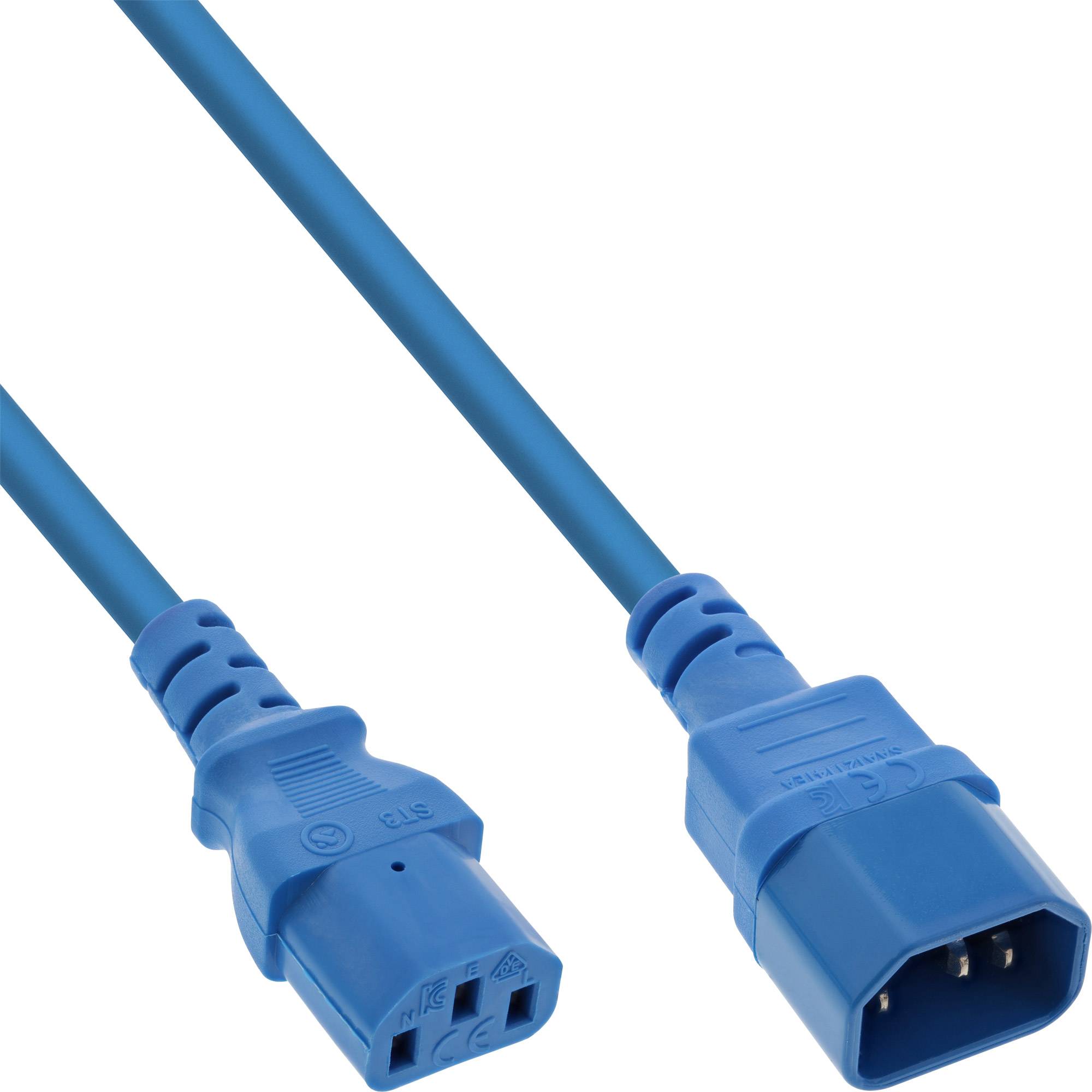 InLine® Kaltgeräteverlängerung, C13 auf C14, blau, 0,3m-0