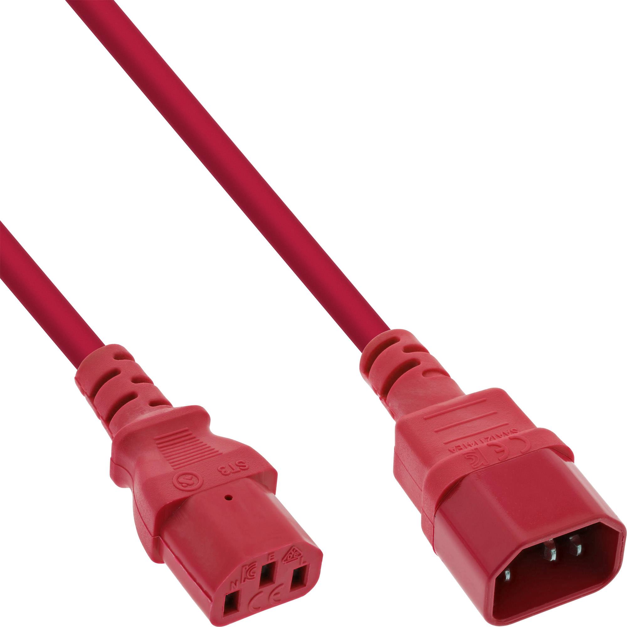 InLine® Kaltgeräteverlängerung, C13 auf C14, rot, 2m-0