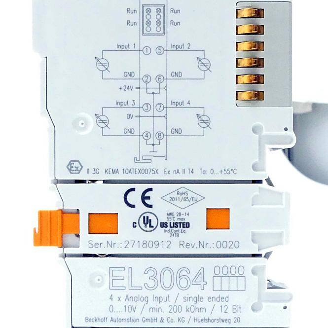 Beckhoff EL3064 EtherCAT-Klemme 4-Kanal-Analog-Eingang Spannung-1