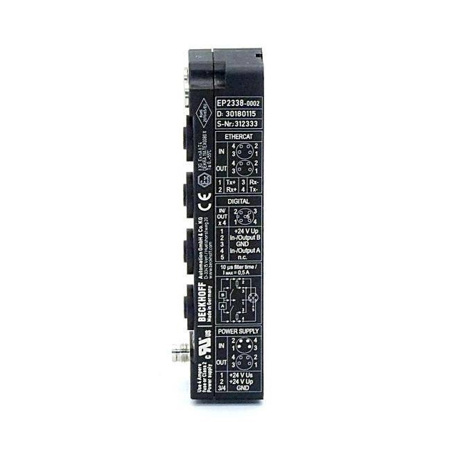 Beckhoff EP2338-0002, EtherCAT Box, 8-Kanal-Digital-Kombi, 24V DC, 10 µs, 0,5A, M12-4