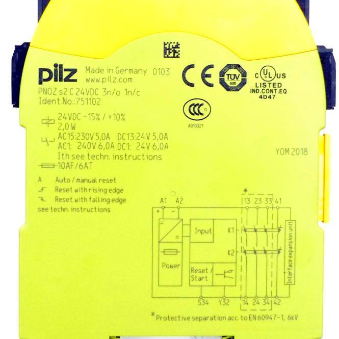 PILZ PNOZ s2 C 24VDC 3 n/o 1 n/c Schaltgeräte P/N: 751102-1