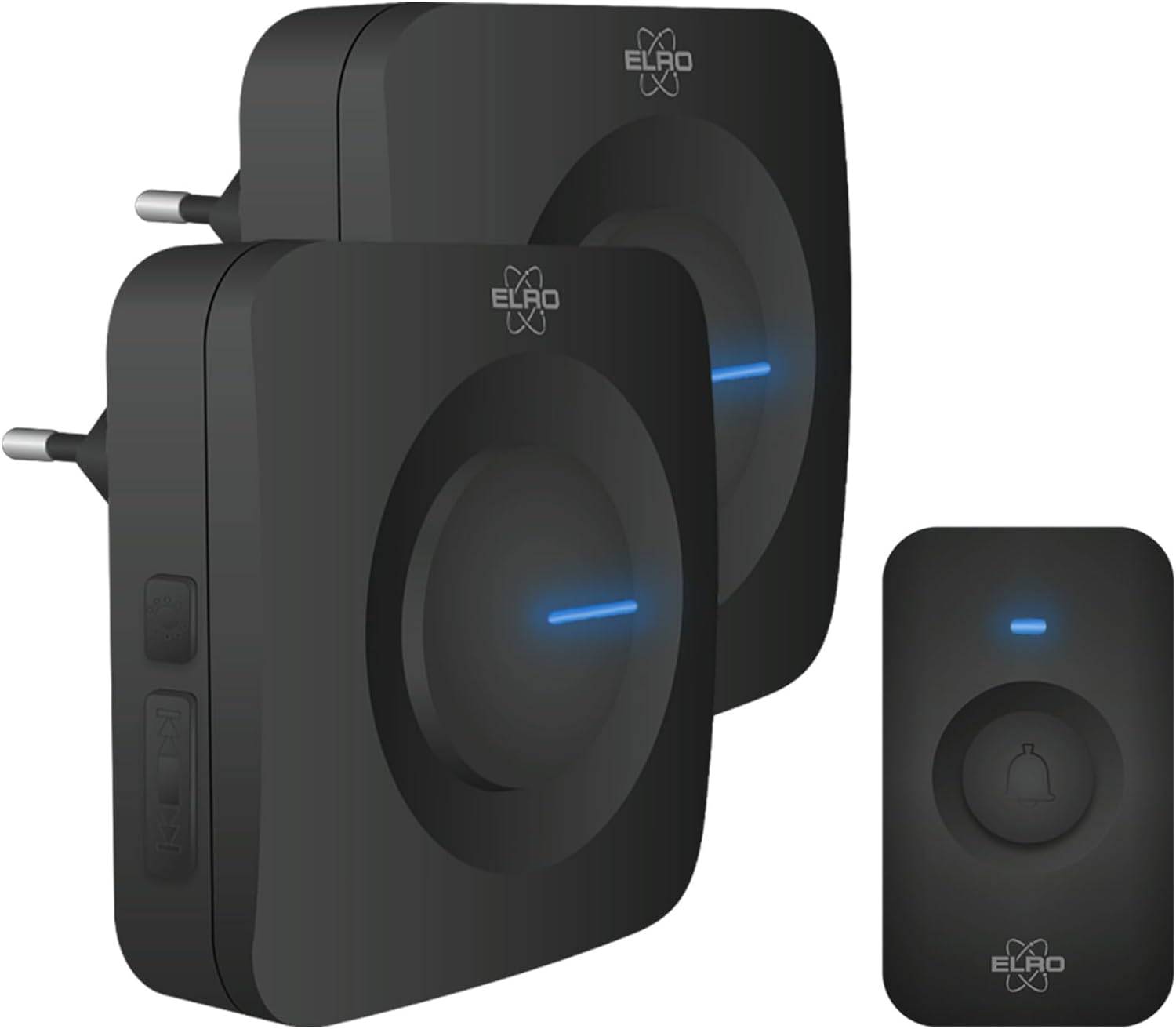 ELRO DB3000 Funk Türklingel Set 2X Plug-in Empfänger für Steckdose - Wasserdicht, 300m Reichweite, 64 Melodien-0