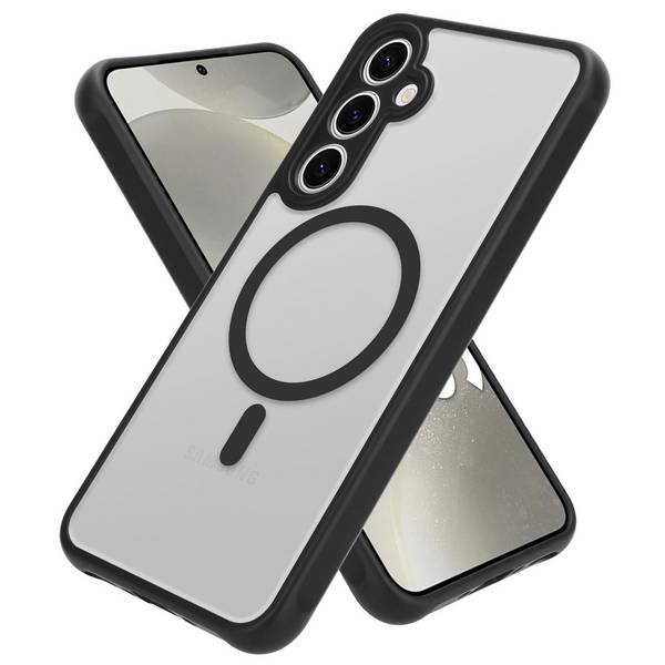 Cadorabo Hülle für Samsung Galaxy S24 in Schwarz kompatibel mit MagSafe Hybrid Schutzhülle TPU Silikon